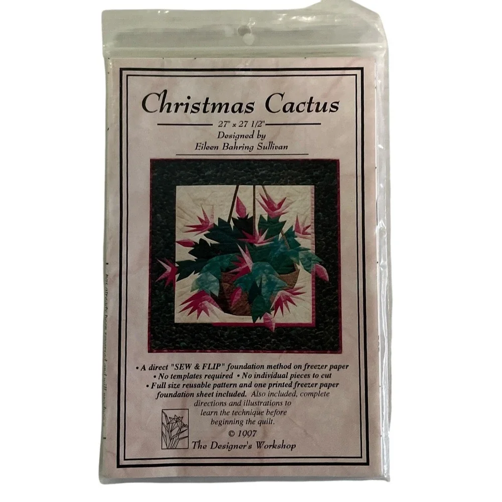 Christmas Cactus Designers Workshop Eileen Sullivan Sew Flip Quilt 27X27 1997
